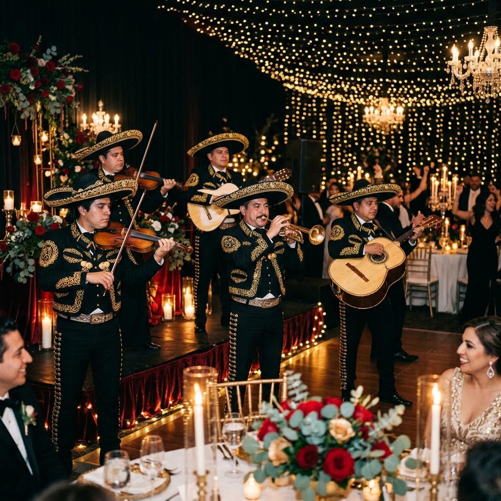 Mariachi musicians in traditional charro suits — Mariachi Gold Fort Worth